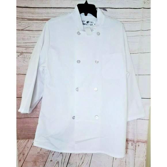 Puritan Cape Cod Size S RG White Chef Design Button Up Chef Coat - Picture 2 of 7